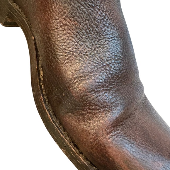 Frye Heath Outside Zip Leather Boots, Maple Brown, Sz 9 - Picture 7 of 16